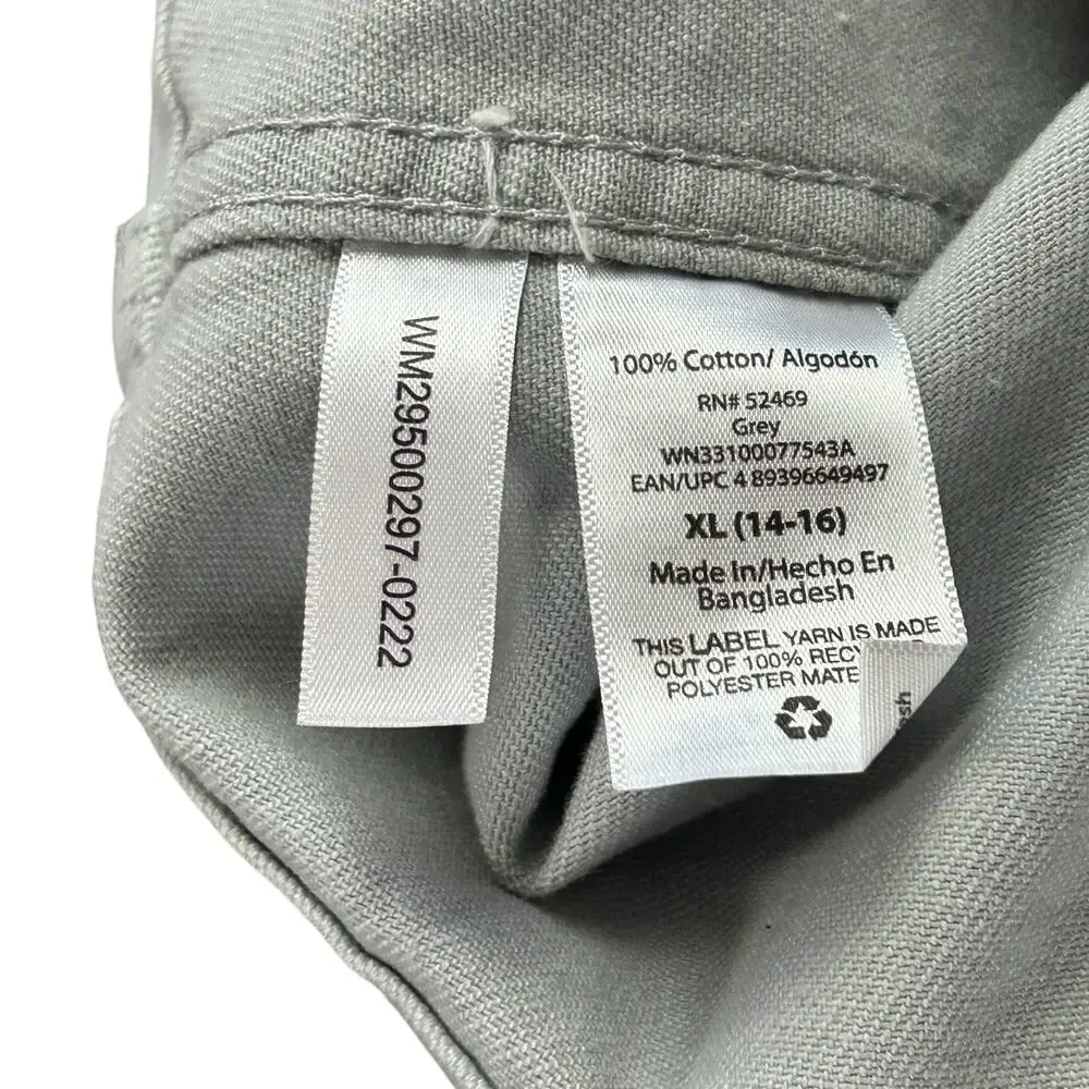 Wonder Nation Twill Jacket Kids Sze XL Light Gray Utility Chest Pockets Full Zip